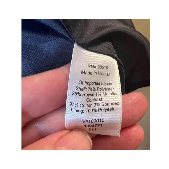 NWT Adrianna Papell Navy Blue Sparkle Open Front Long Sleeves Blazer Jacket 14 - Picture 10 of 10